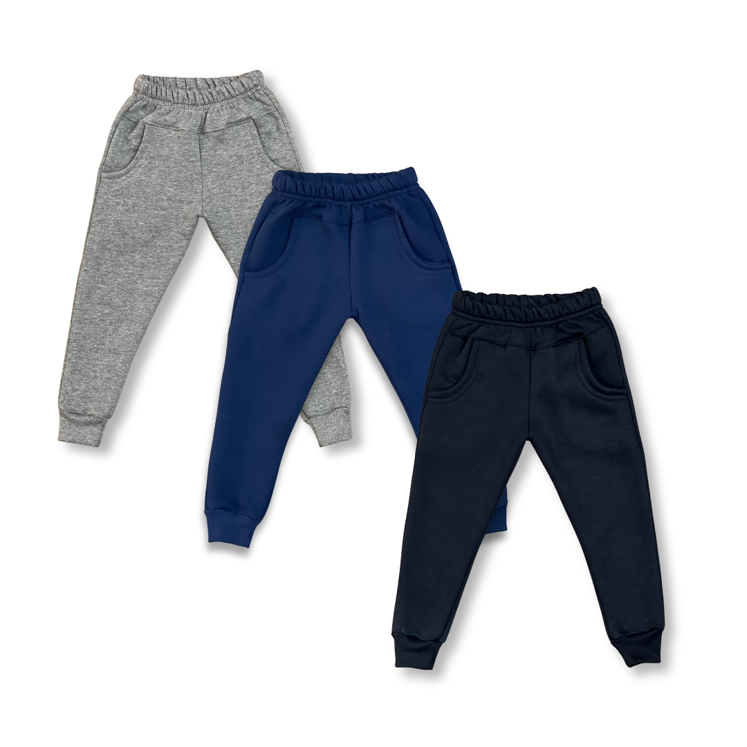 Pantalon Jogging Niño / Niña Algodon Con Puño Liso Frizado